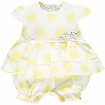 Baby Girls White & Yellow Romper