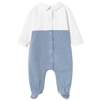Baby Boys White & Blue Babygrow