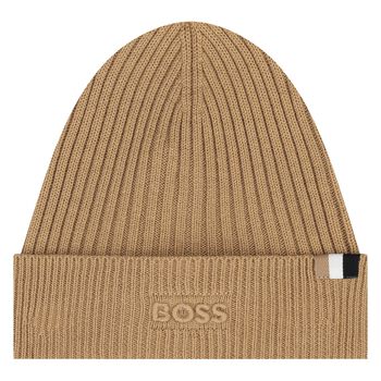 Beige Knitted Logo Hat