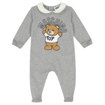 Grey Teddy Logo Babygrow