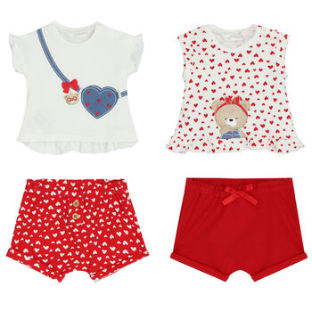 Baby Girls T-Shirt & Shorts Set (4 Piece)