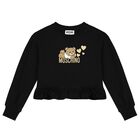 Girls Black Teddy Bear Logo Sweatshirt, 1, hi-res