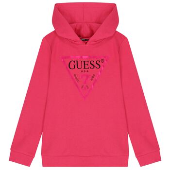 Girls Pink Logo Hooded Top