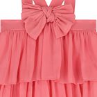 Girls Pink Bow Tiered Dress, 1, hi-res