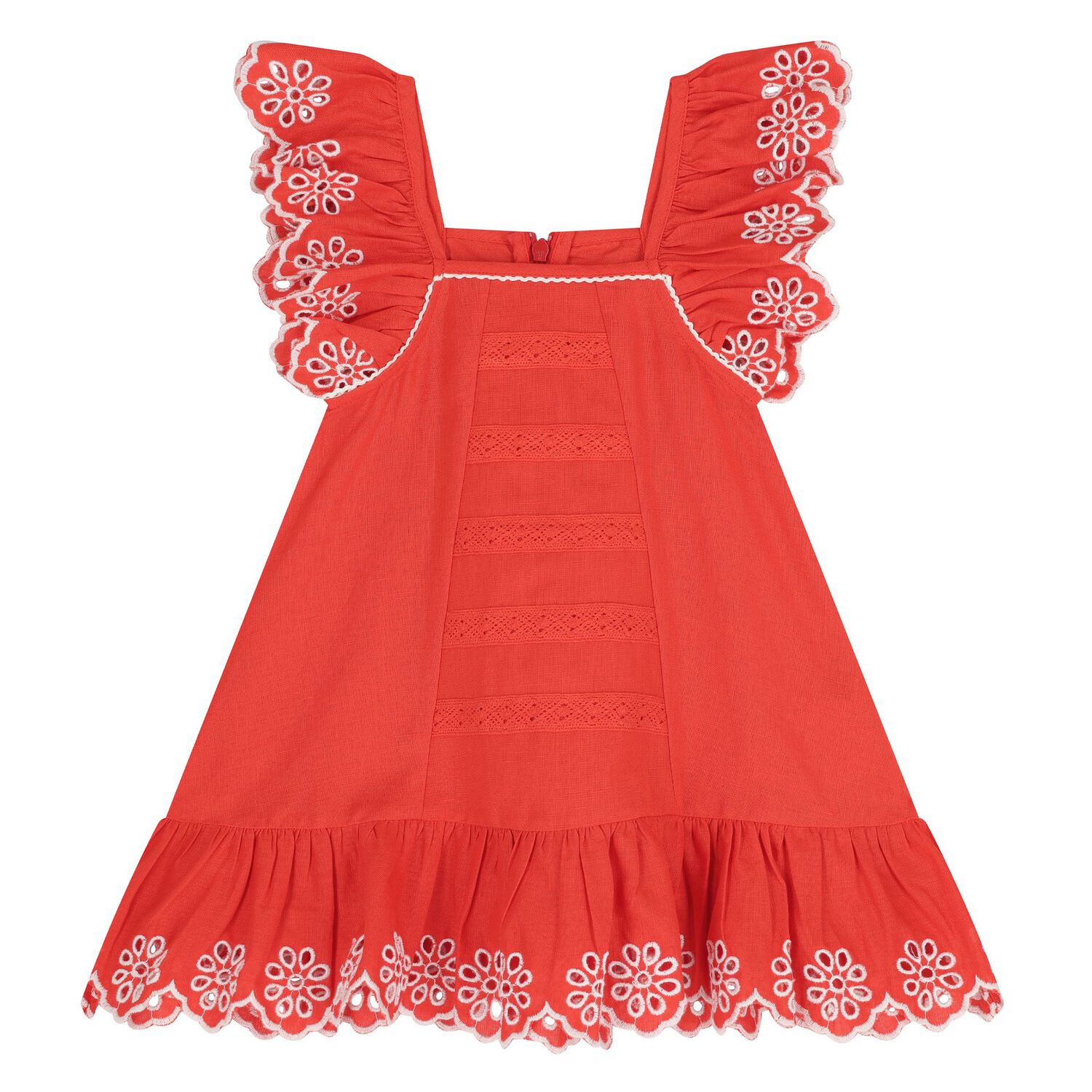 طقم للبنات فستان باللون الأحمر , 1, hi-res