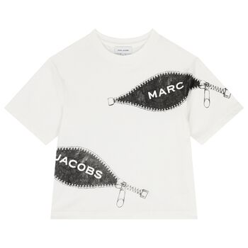 Boys Ivory Zipped Logo T-Shirt