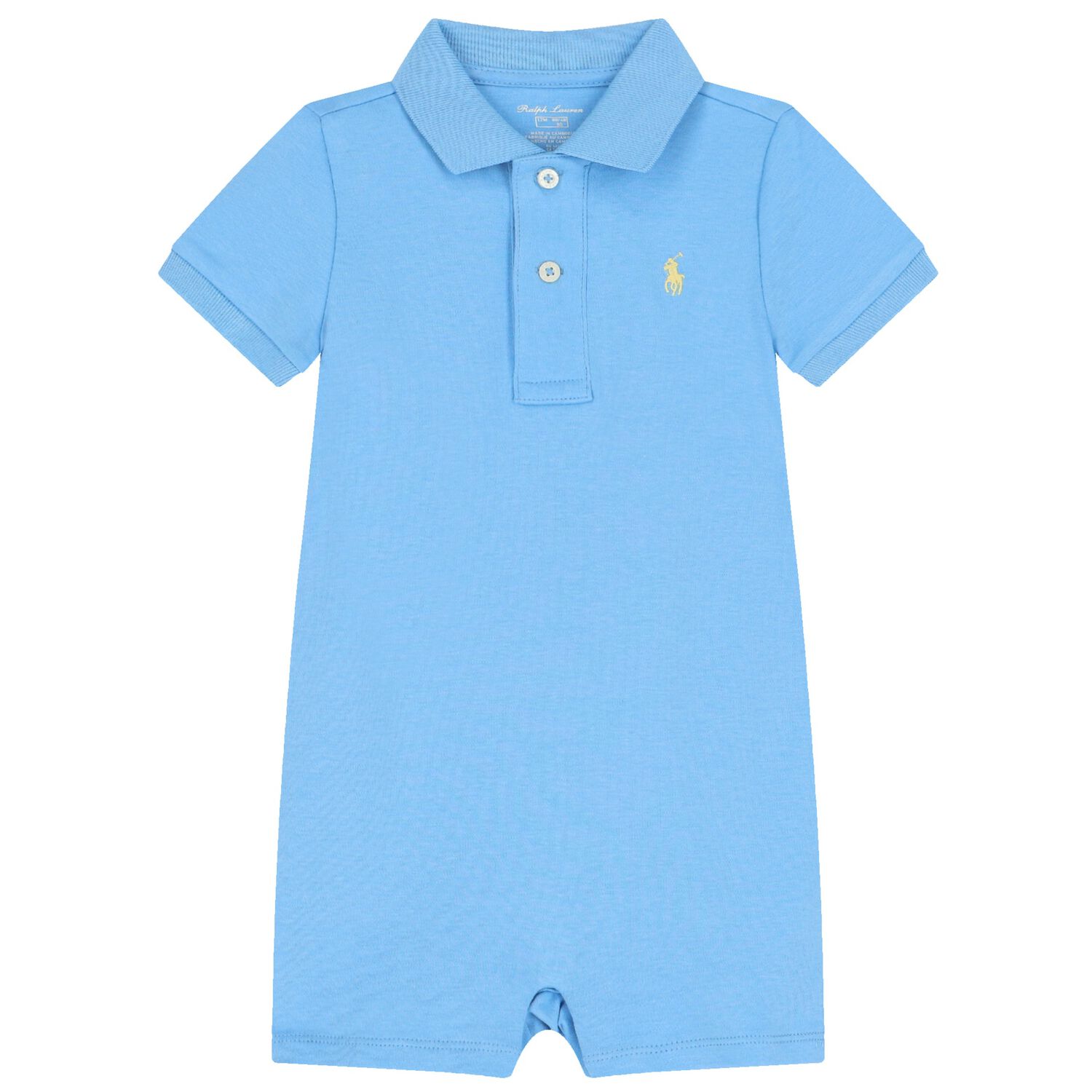 Ralph Lauren Baby Boys Blue Logo Polo Romper Junior Couture USA