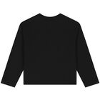 توب بنات بأكمام بالشعار باللون الأسود والوردى, 1, hi-res