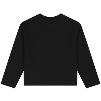 Girls Black & Pink Logo Long Sleeve Top 