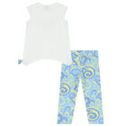 Girls White & Blue Butterfly Leggings Set, 1, hi-res