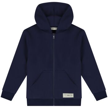 Navy Logo Hooded Zip Up Top