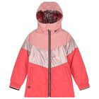 Girls Pink Reversible Hooded Coat, 1, hi-res