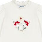 Younger Girls Ivory Flower Long Sleeve Top, 1, hi-res
