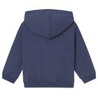 Younger Boys Blue Hooded Zip Up Top, 1, hi-res