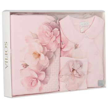 Baby Girls Pink Floral Babygrow Gift Set