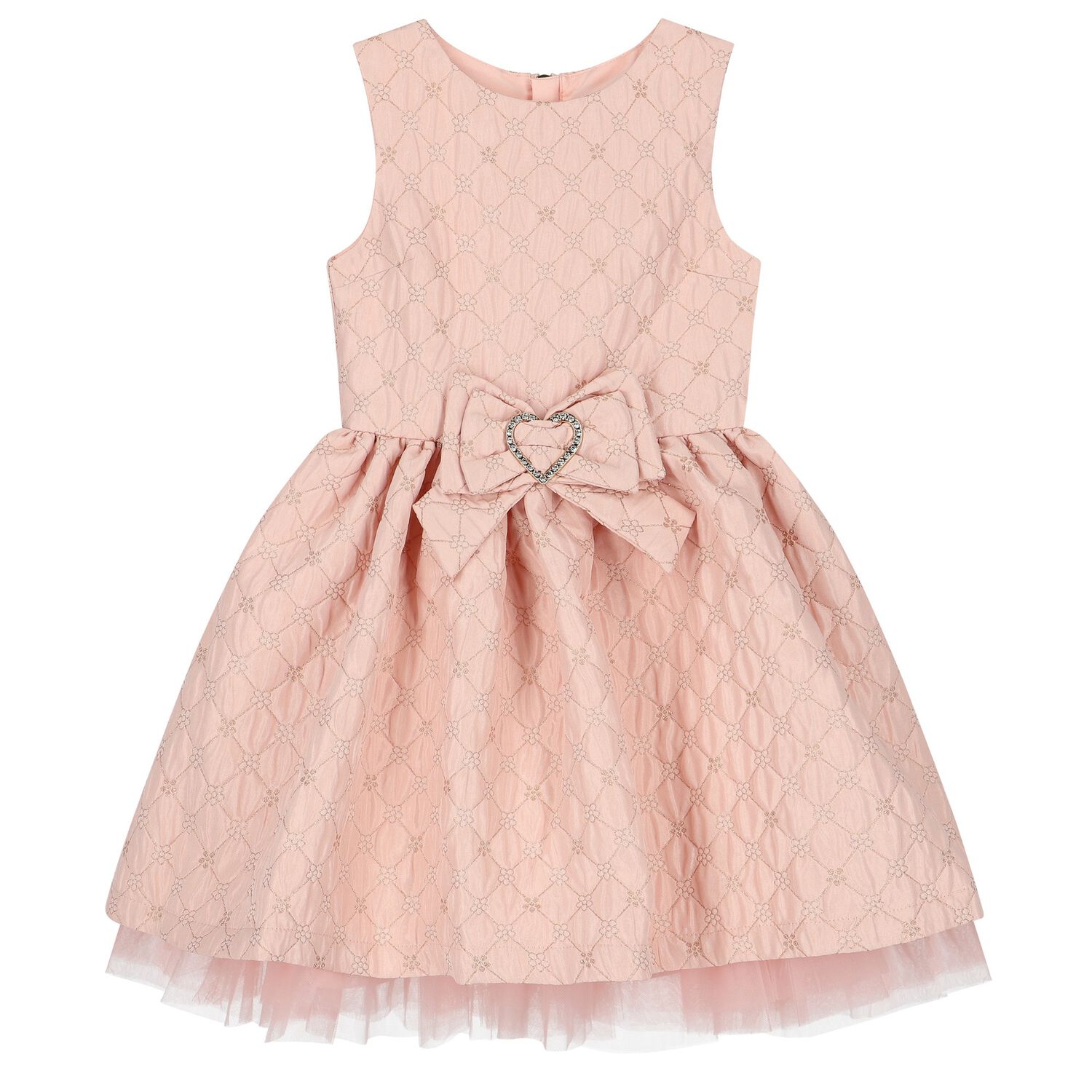 Girls Pink Jacquard Flower Dress, 2, hi-res image number null