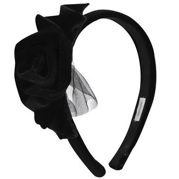 Girls Black Rose Hairband