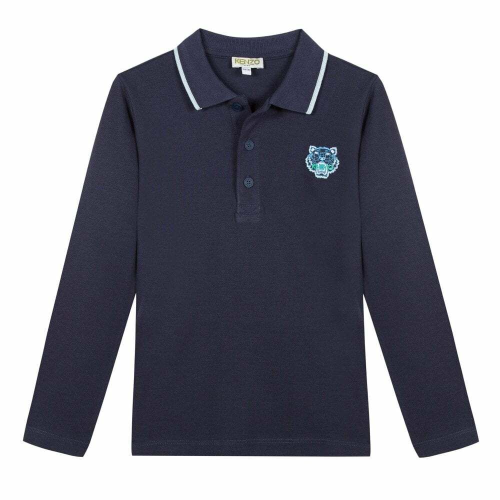 KENZO KIDS Boys Navy Blue Logo Polo Shirt Junior Couture USA