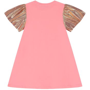 Girls Pink & Gold Logo Dress