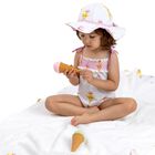 Younger Girls White Ice Creams Swimsuit, 1, hi-res