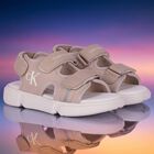 Beige & White Logo Sandals, 1, hi-res