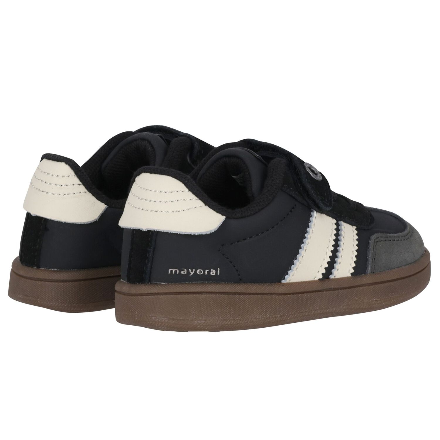 Younger Boys Black & White Trainers, 2, hi-res