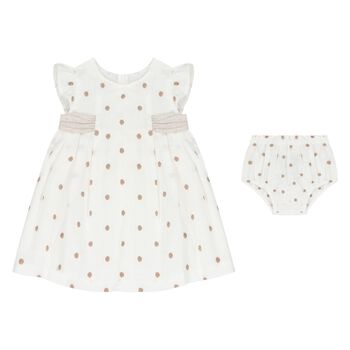 Baby Girls Ivory & Beige Dress Set