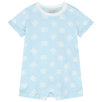 Baby Boys Blue Logo Romper