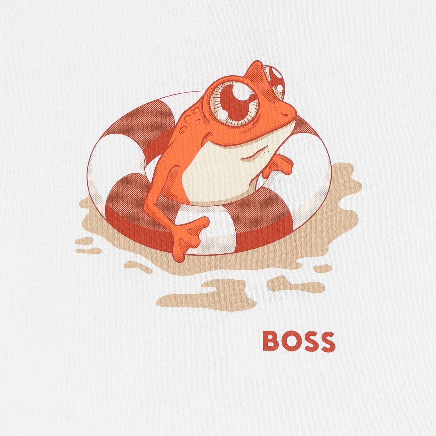 Younger Boys White Frog Logo T-Shirt, 1, hi-res image number null