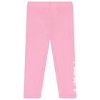 Younger Girls Pink Logo Leggings, 1, hi-res