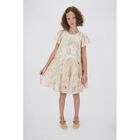 Girls Beige & Gold Lace Dress, 1, hi-res
