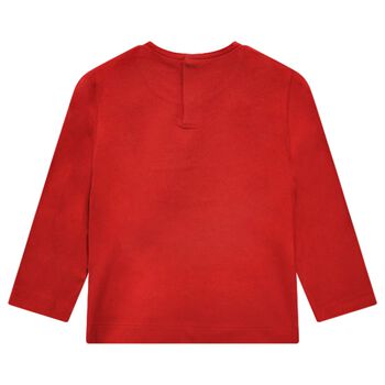 Younger Girls Red Bow Long Sleeve Top