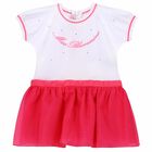 Girls White & Pink Logo Dress, 1, hi-res