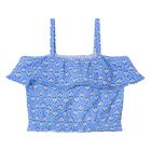 Girls Blue Ruffled Flower Printed Top, 2, hi-res