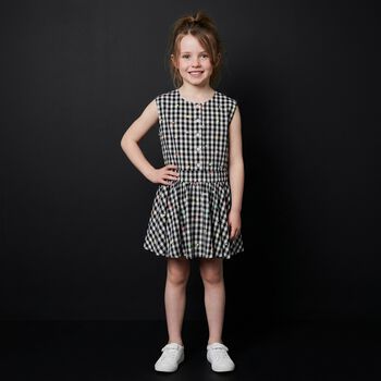 Girls Black & White Gingham Dress