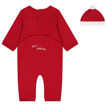 Baby Girls Red Reindeer Romper Set