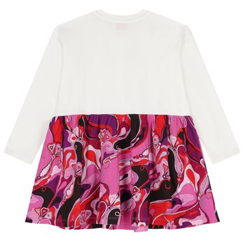 Girls Pink & White Logo Orchidee Dress