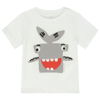 Younger Boys Ivory Shark T-Shirt