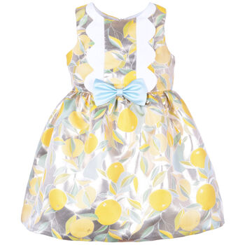 فستان جاكار للمناسبات الخاصة باللون الذهبي الليموني
