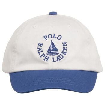 Boys White & Blue Logo Cap