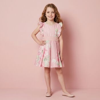 Younger Girls Pink Flower Dress