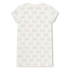 Gilrs Ivory & Gold Studded Logo Dress, 1, hi-res
