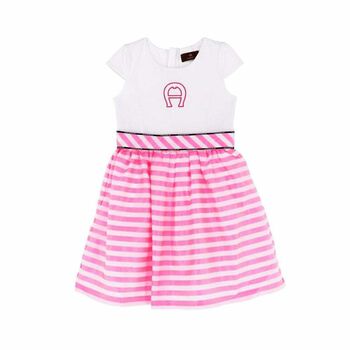 Aigner Girls Pink & White Striped Dress, 1 Girls Pink & White Striped Dress