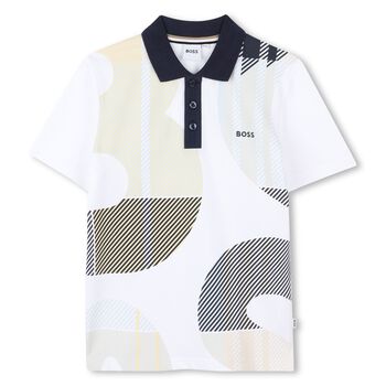 Boys White Logo Polo Shirt