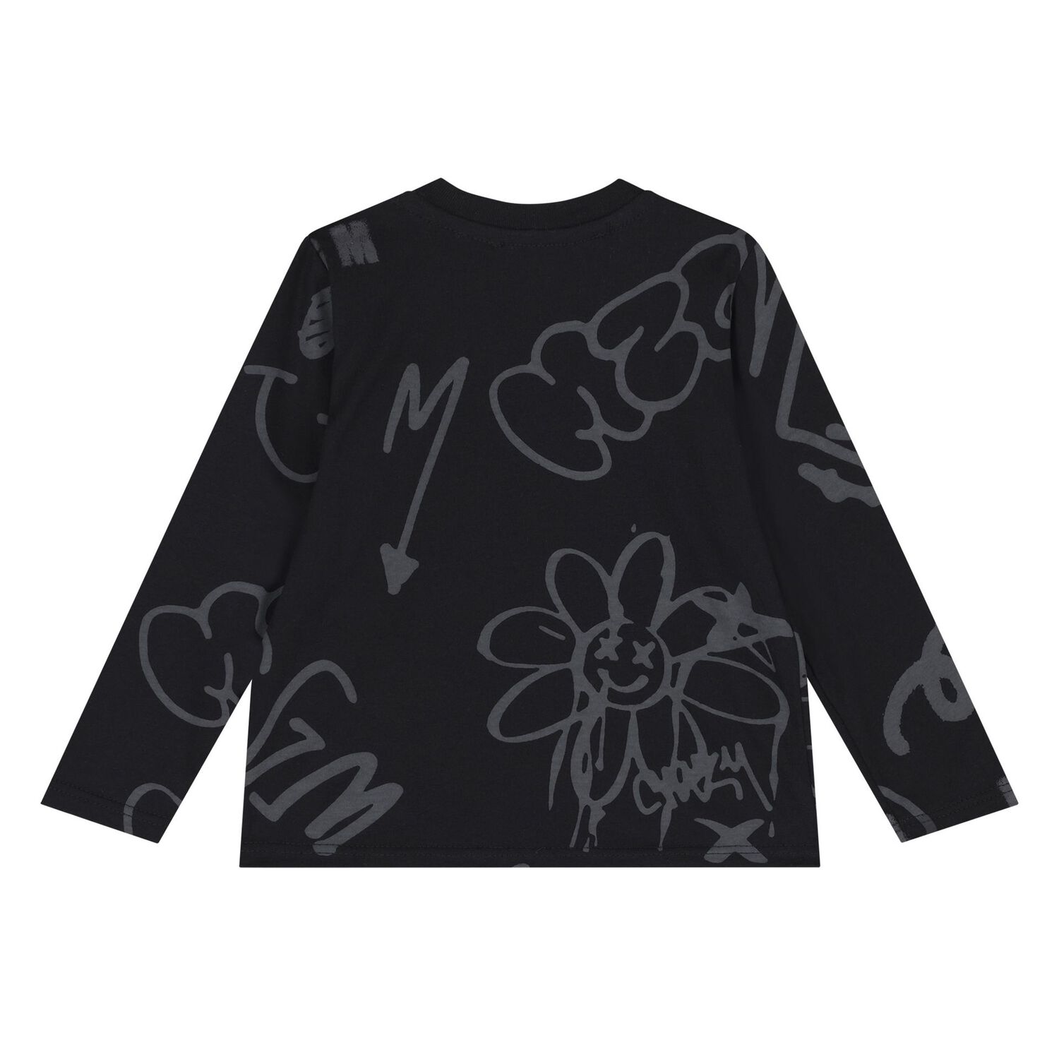 Younger Boys Black Logo Long Sleeve Top, 1, hi-res