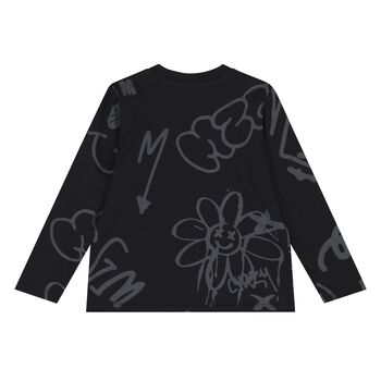 Younger Boys Black Logo Long Sleeve Top