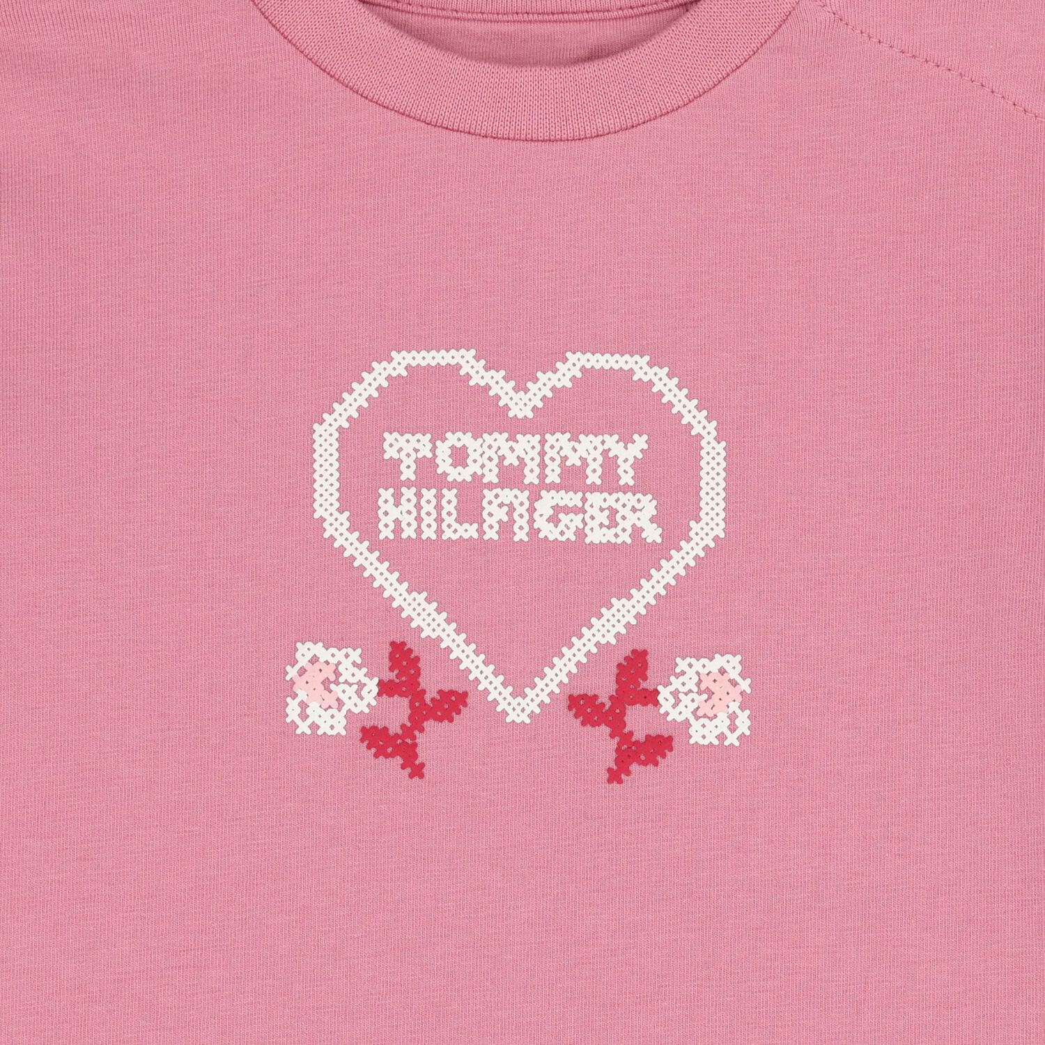 Baby Girls Pink Logo Long Sleeve Top, 1, hi-res