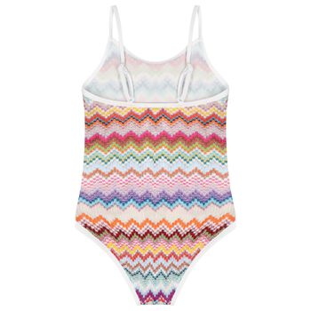 Girls Multi-Coloured Zig Zag Crochet Swimsuit