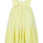 Girls Yellow Embroidered Tulle Dress, 1, hi-res