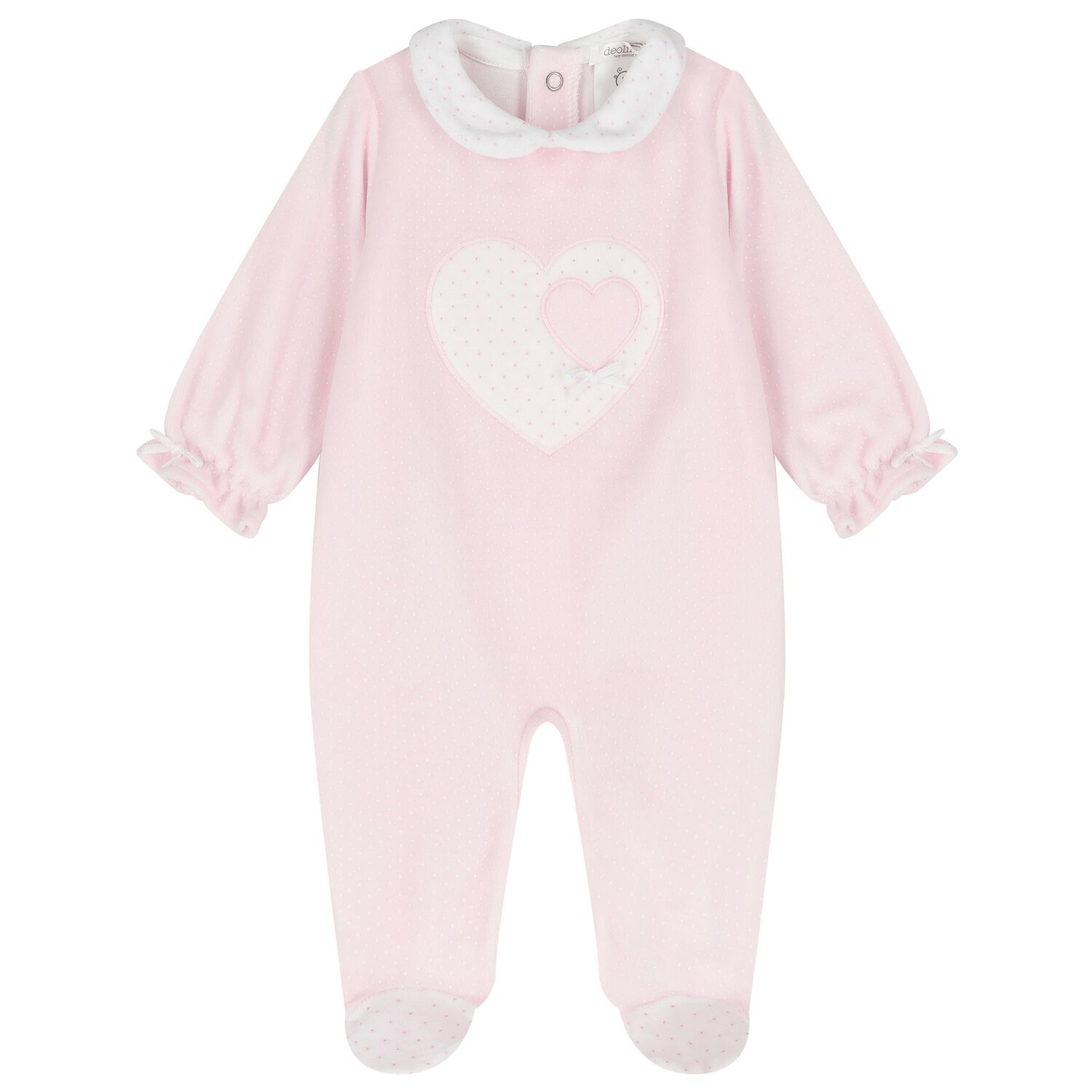 Baby Girls Pink Heart Babygrow, 1, hi-res